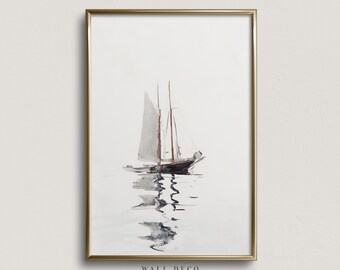 Acuarela de un velero antiguo: Arte náutico vintage (imprimible digitalmente)