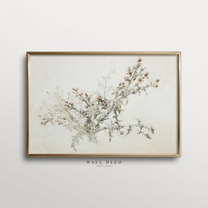Botanical Wildflowers Watercolor Art Print – Delicate Nature Illustration, Farmhouse Downloadable Wall Art, Plant Neutral Drawing Wall Decor