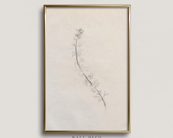Neutraler botanischer Druck: Vintage Aquarell Blumenskizze (Digitaler Download)
