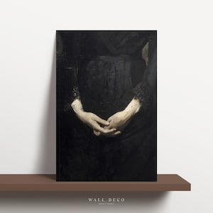 Moody Hands Oil Painting Art Print: Vintage Minimalist Wall Decor (Digital Printable)