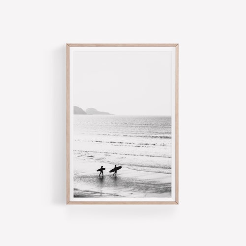 Set of 3 Black and White Surf Prints Beach Wall Art Digital - Etsy