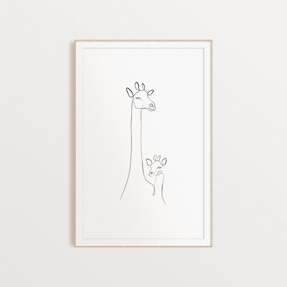 Nursery Animals Print Giraffe Line Drawing One Line Wall Etsy Nursery Animals Print Giraffe Line Drawing One Line Wall Etsy