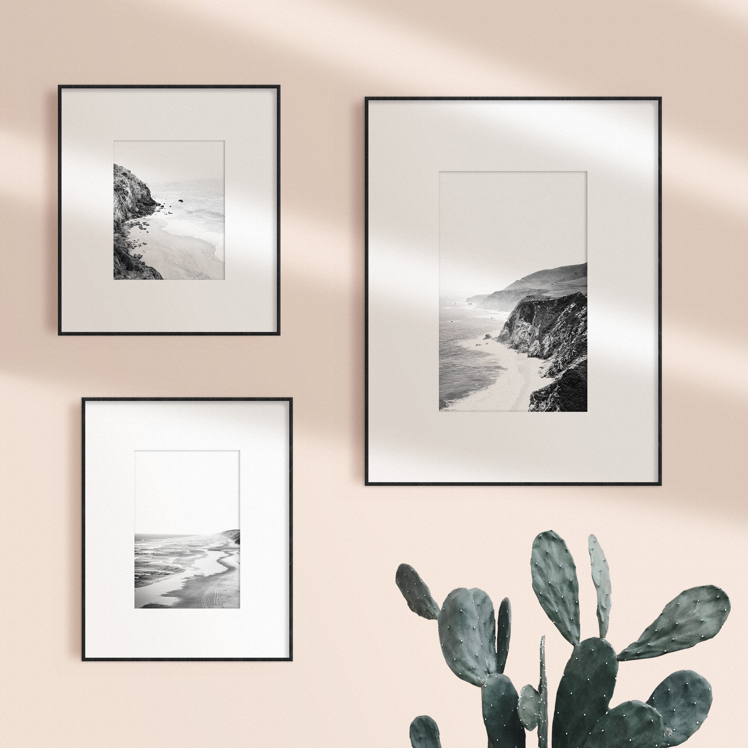 Set of 3 Coastal Prints Beach Wall Art Set Black and White Etsy