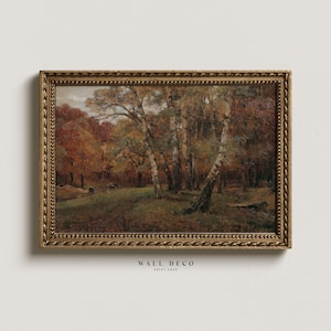 Vintage Herbst Landschaft Ölgemälde: Stimmungsvoll Herbst Bauernhaus Druck (digitaler Download)