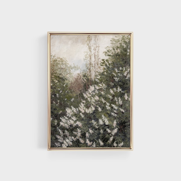 Vintage Spring Print, Lilac Tree Oil Painting, Farmhouse Botanical Art Print, Digital PRINTABLE Wall Art