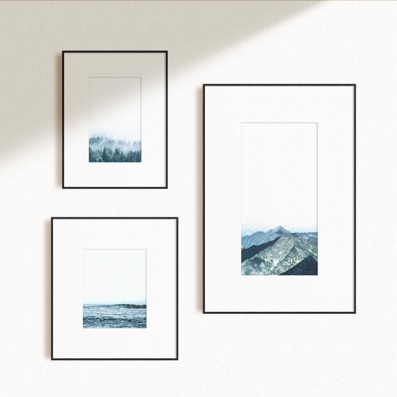 Set of 3 Nature Printsminimalist Landscape Wall Art Set Etsy