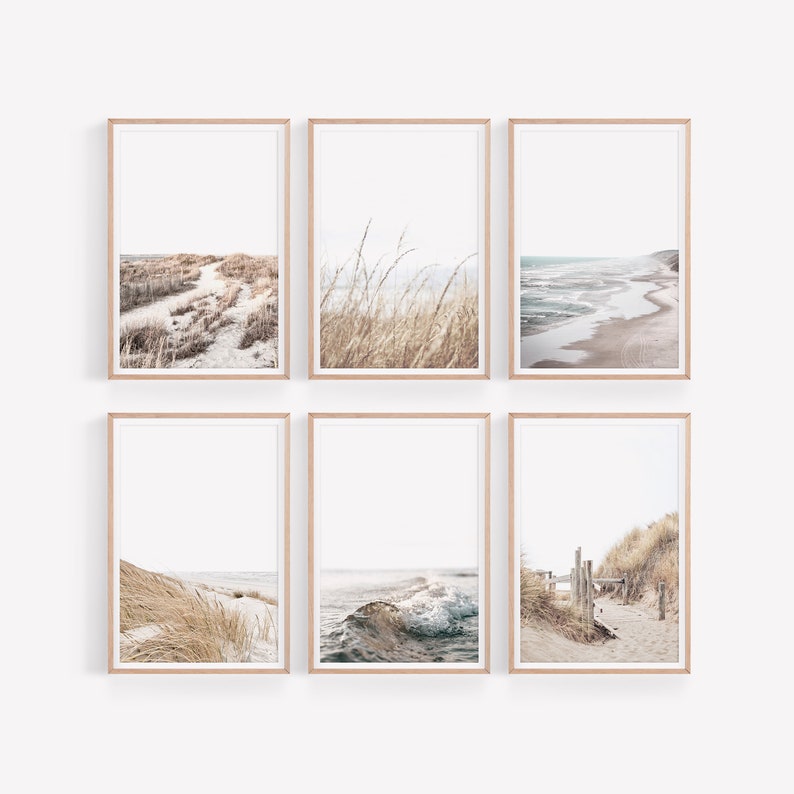 Coastal Prints Set Neutral Beach Wall Art Set of 6 Coasts Etsy