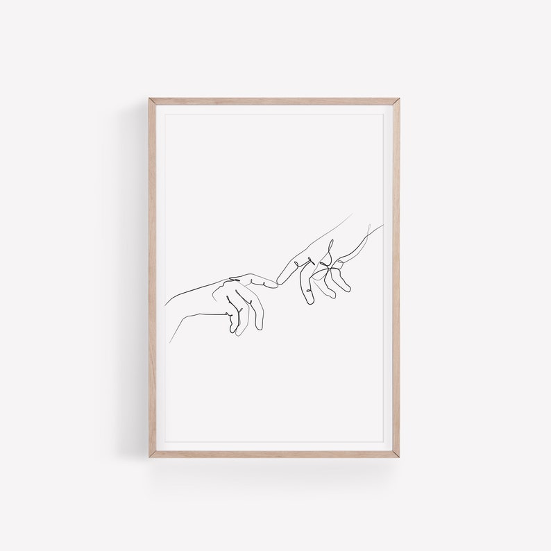 Hands Line Print, One Line Hands Drawing, Minimalist Art, Hands Sketch, Fine Line Wall Art, Digital Printable Wall Art, Instant Download, image 1