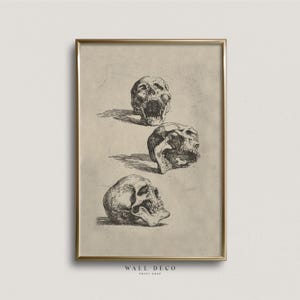 Vintage Skull Illustration Art Print: Gothic Halloween Decor (Digital Printable)