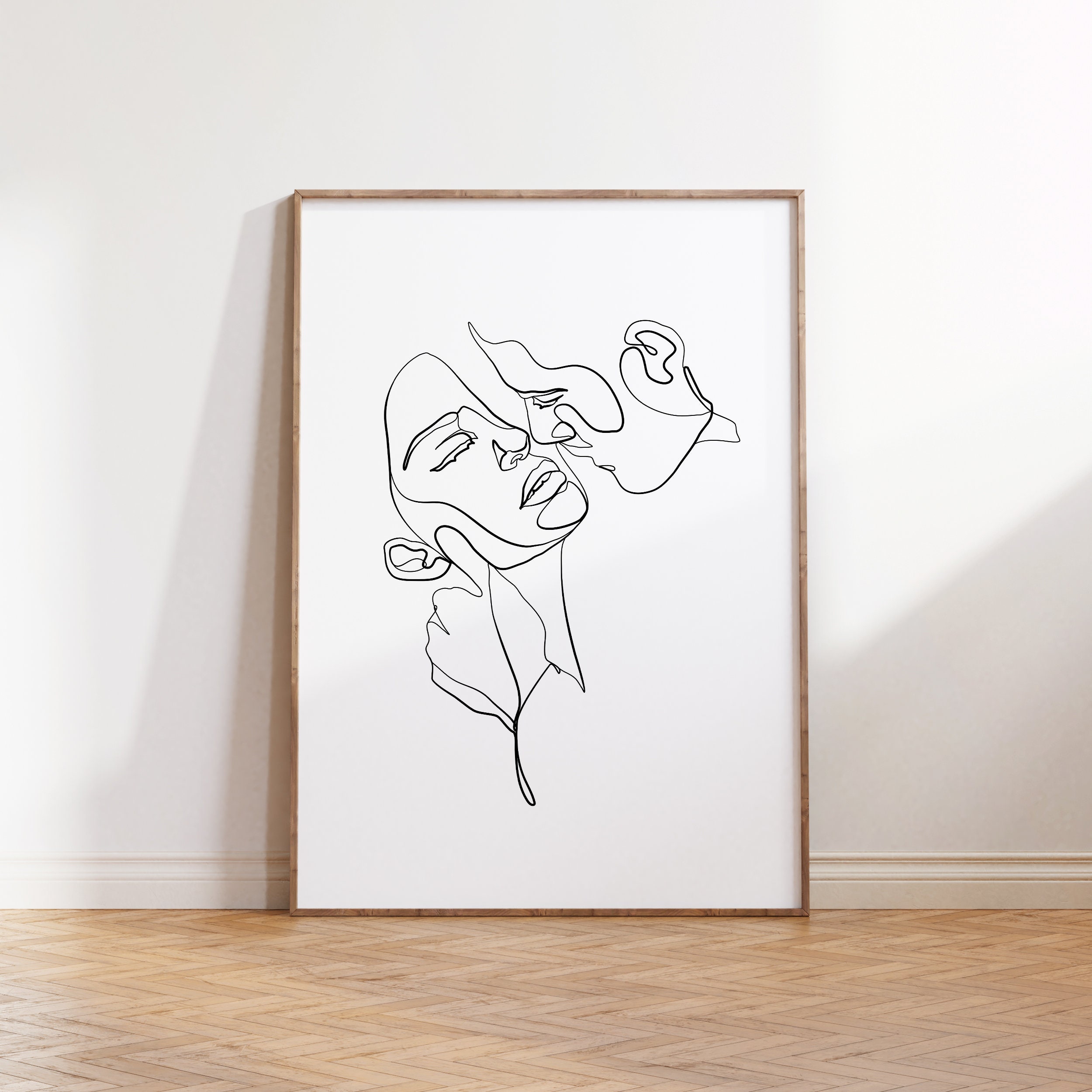 One Line Drawing Set, Minimalist Couple Kissing, Couple Kiss Illustration,  Romantic Wall Art, No 02 Greeting Card by Mounir Khalfouf