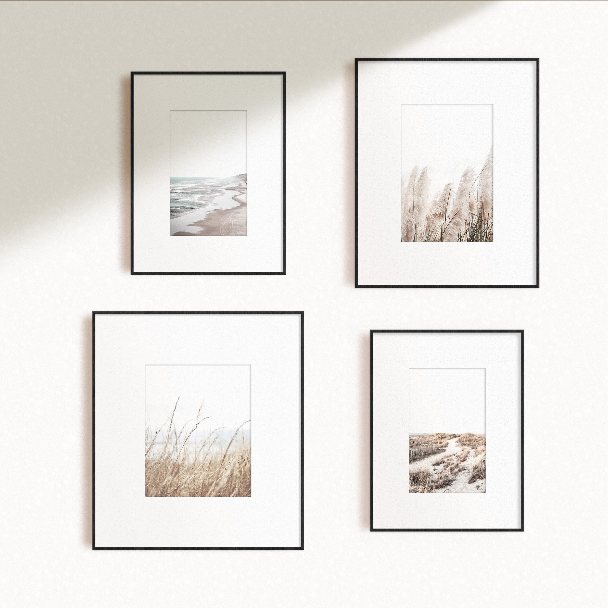 Coastal Prints Set Set of 4 Wall Art Neutral Tone Wall Etsy
