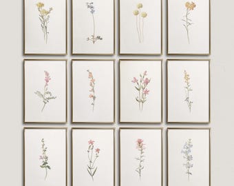 Vintage Botanical Set of 12 Prints: Antique French Floral Gallery Wall Art (Digital Download)
