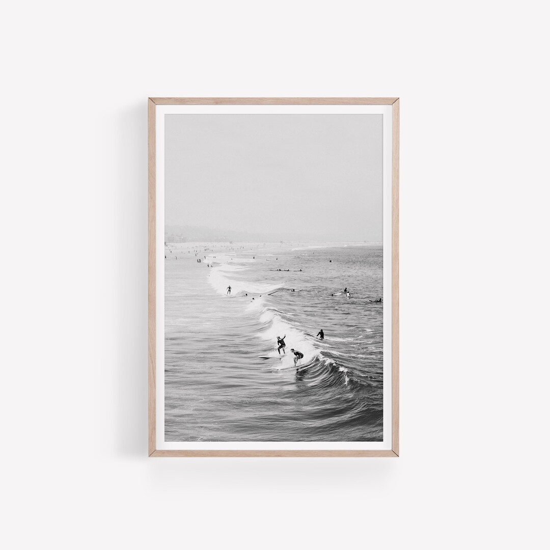 Black and White Surf Print, Ocean Wall Art, Surfers Print, DIGITAL