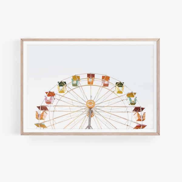 Ferris Wheel Print, Colorful Nursery Wall Art, Ferris Wheel Printable, Kids Room Poster, Digital Printable, Instant Download