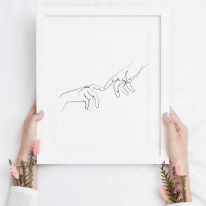 Hands Line Print, One Line Hands Drawing, Minimalist Art, Hands Sketch, Fine Line Wall Art, Digital Printable Wall Art, Instant Download, image 4