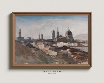 Vintage Florence Cityscape Oil Painting: Rustic Italian Art (Digital Download)