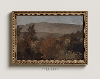 Vintage Fall Forest Landscape Art Print: Moody Autumn Farmhouse Decor (Digital Download)