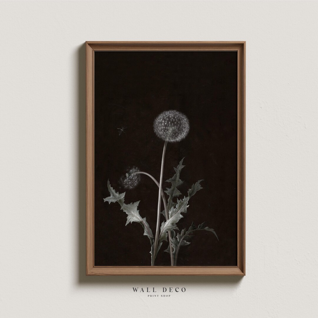 Vintage Dandelion Art Print: Dark Academia Botanical Wall Decor ...