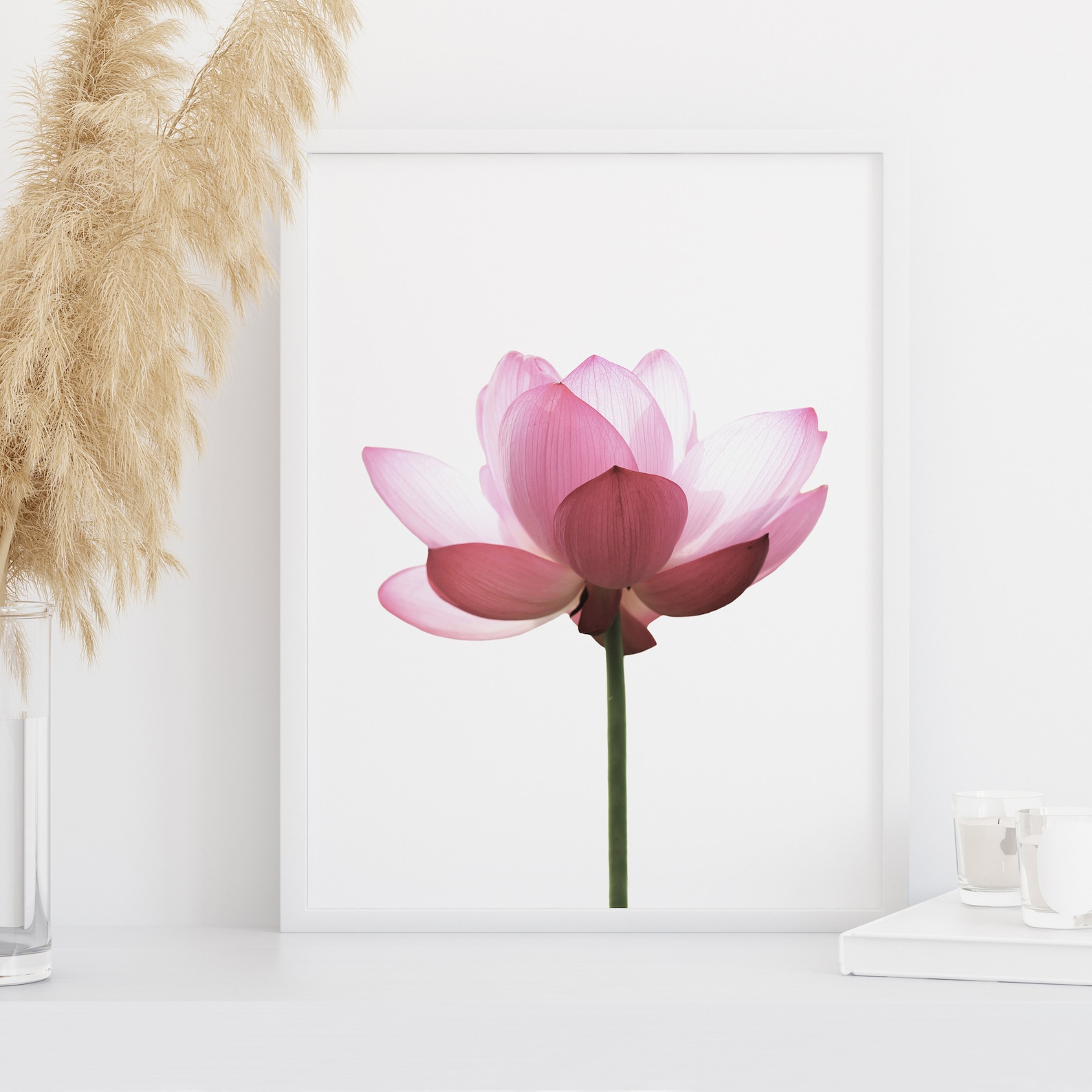 Lotus Print Pink Flower Wall Art DIGITAL DOWNLOAD Botanical Etsy