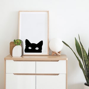 Black Cat Silhouette Print, Minimalist Wall Art, Cat Poster, DIGITAL DOWNLOAD, Printable Wall Art, Instant Download image 3