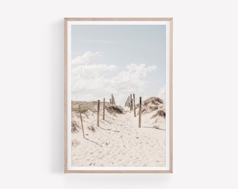 Neutral Beach Art Print, Coastal Landscape Photography, Beach House Wall Decor, Digital PRINTABLE Download