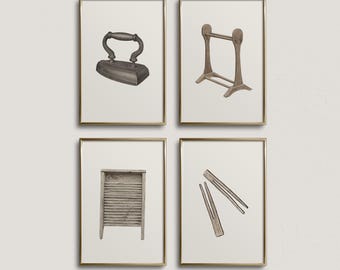 Vintage Laundress Prints: Laundry Room Wall Art Set (Digital Download)
