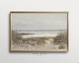 Neutral Coastal Landscape Art Print: Vintage Beach House Decor (Digital Download)