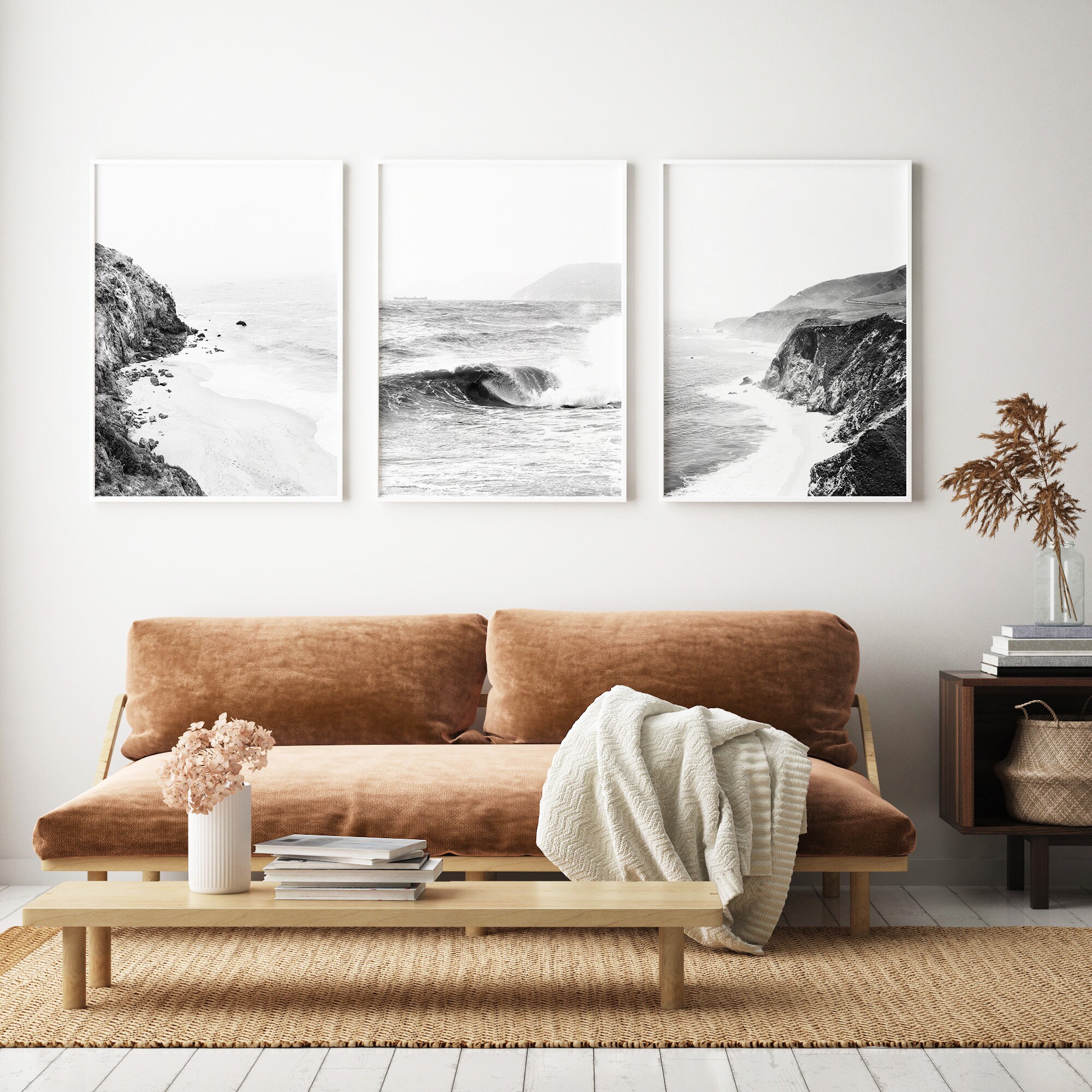 Coastal Set of 3 Prints Black and White Beach Photos - Etsy Australia