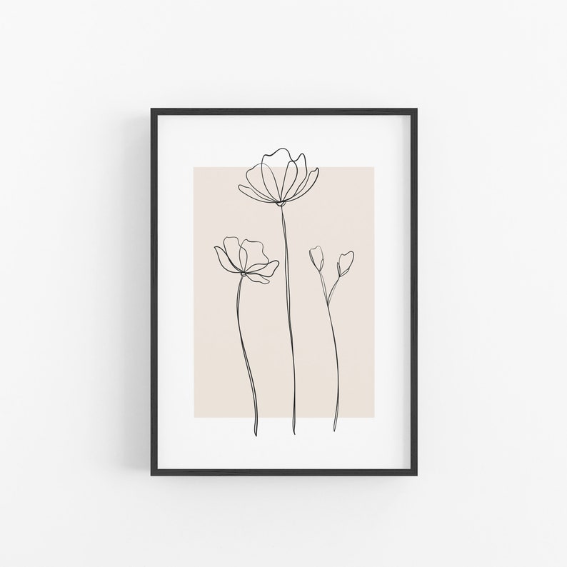 Line Drawing Flowers Print, Botanical Wall Art, Wildflowers Printable, One Line Drawing, Minimalist Wall Decor, Floral Wall Art, Digital Art image 8