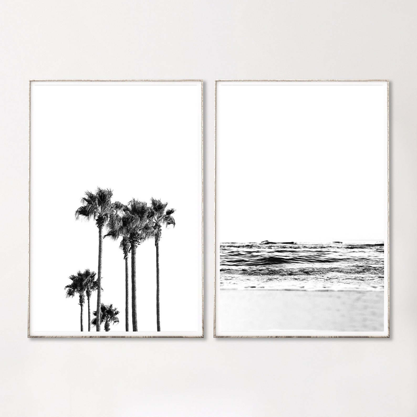 Black and White Coastal Prints Set Set of 2 Beach Wall Art Etsy