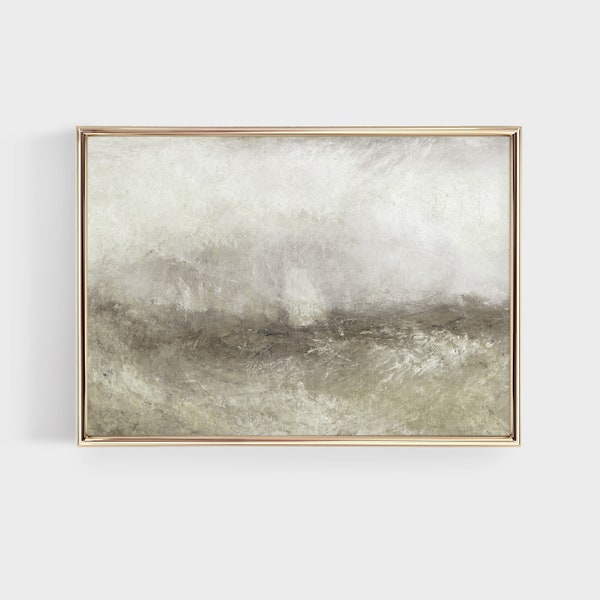 Vintage Abstract Painting, Neutral Antique Wall Art, Digital Printable