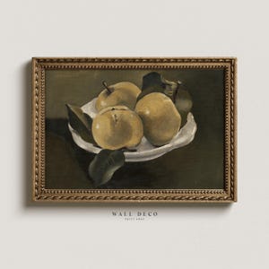 Muted Apples Still Life Oil Painting, Rustic Kitchen Art Print, Vintage Farmhouse Wall Art, Digital PRINTABLE Download