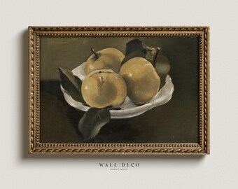 Vintage Apples Still Life Oil Painting: Rustic Farmhouse Art (Digital Download)