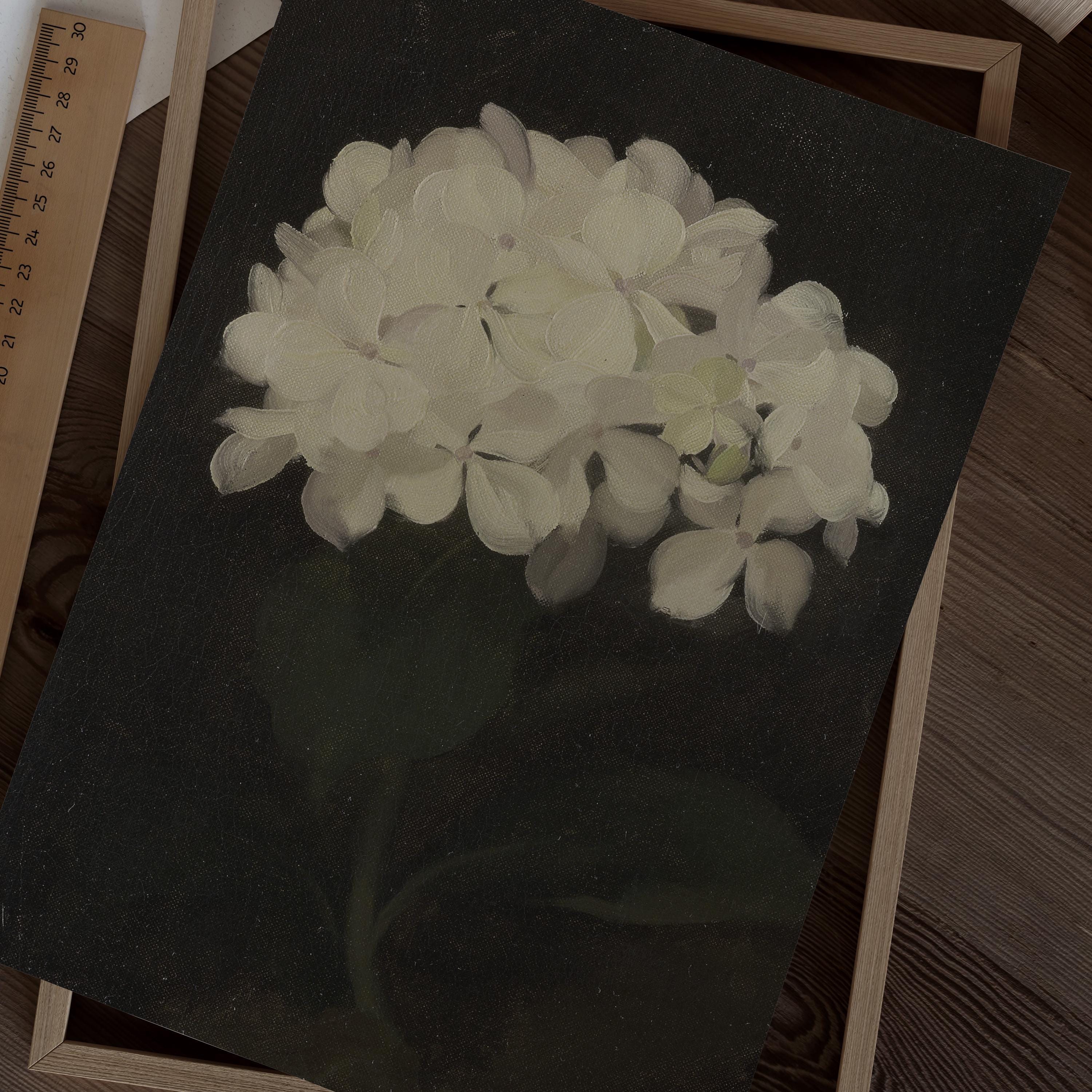 Moody Hydrangea Oil Painting: Dark Vintage Floral Print (instant ...