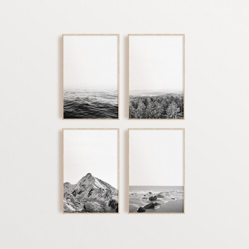 3 Piece Wall Art Black and White Nature Prints Landscape - Etsy