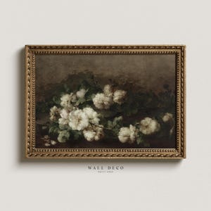 Stimmungsvolle Blumen Ölgemälde, Vintage botanische Kunstdruck, moderne Bauernhaus-Wandkunst, digital druckbar