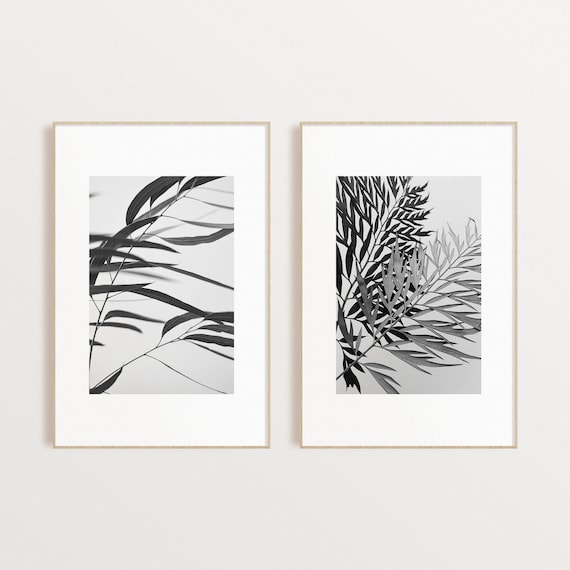 Set of 2 Black and White Botanical Print DIGITAL DOWNLOAD | Etsy