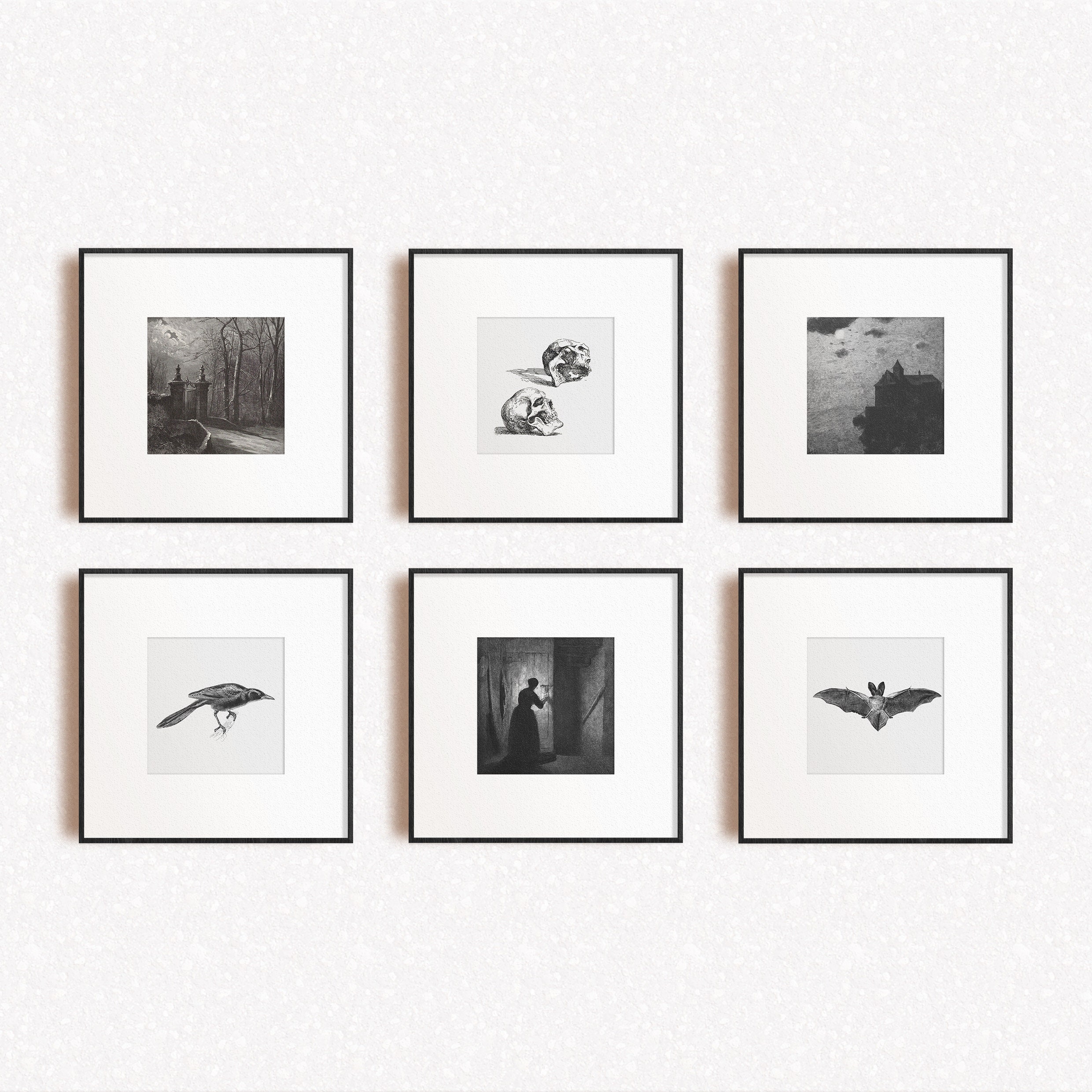 Vintage Halloween Prints Set Dark Academia Wall Decor Black Etsy