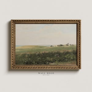 Vintage Spring Landscape Painting, Country Meadow Art Print, Spring Scenery Antique Art, Modern Farmhouse Digital Printable Wall Decor