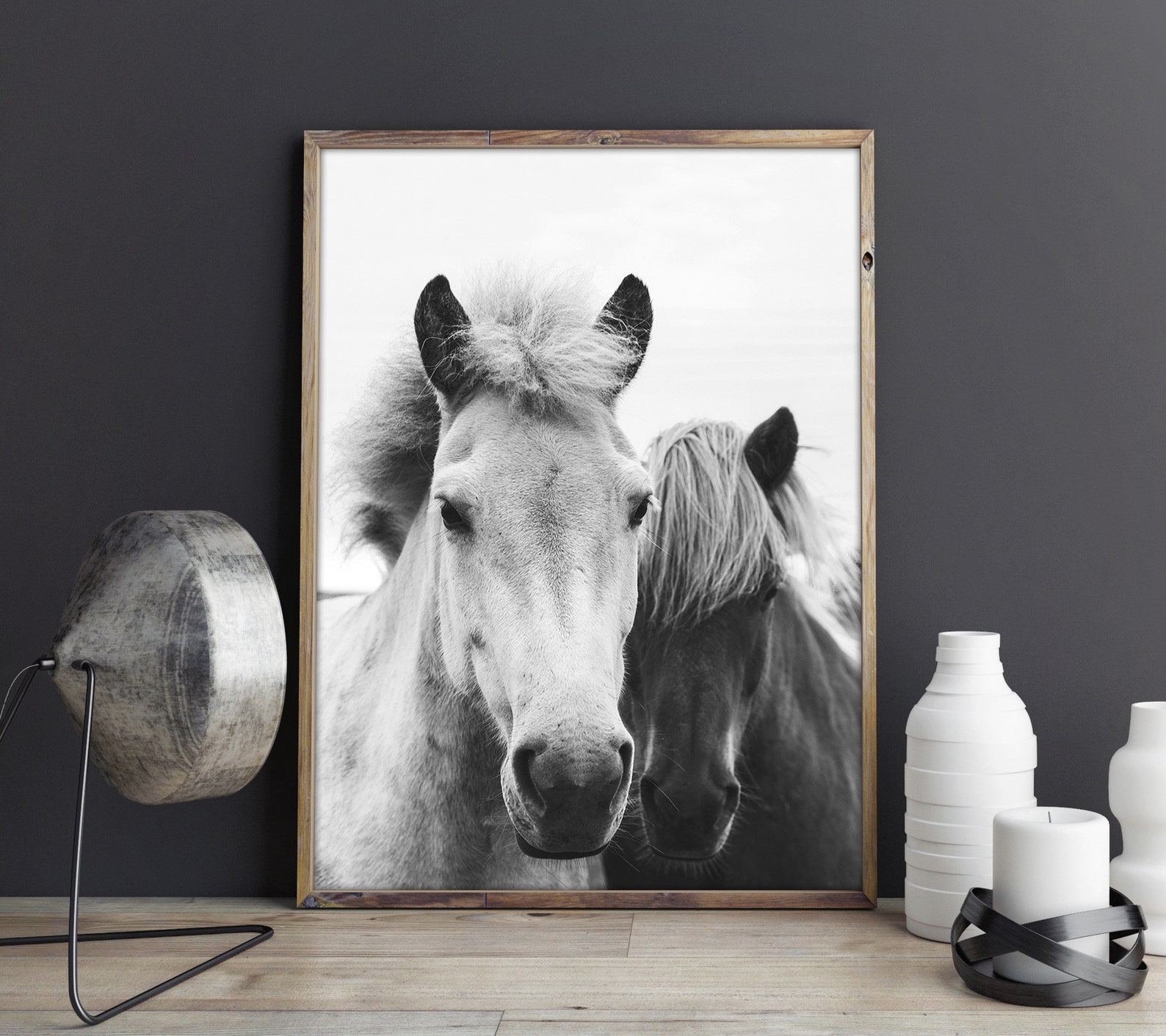 Black and White Horses Print Horse Portrait Wall Art DIGITAL | Etsy