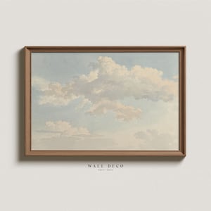 Vintage Wolken Aquarellbild: Neutraler Himmel Bild (Digitaler Download)