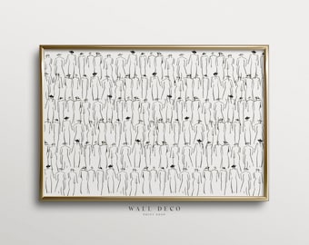 Minimalist People Line Art Print: Vintage Ink Drawing (Digital Download)