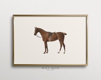 Lámina vintage de caballos: Decoración de pared estilo casa de campo (Imprimible digitalmente)