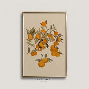 Orange Watercolor Painting, Kitchen Farmhouse Wall Art, Vintage Orange Tree Drawing, Mediterranean Art Print, Digital Printable Wall Decor