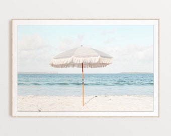 Beach Umbrella Print, Beach Wall Art, DIGITAL DOWNLOAD, Tropical Wall Decor, Ocean Wall Art, Summer Poster, Instant Download, Digital Art