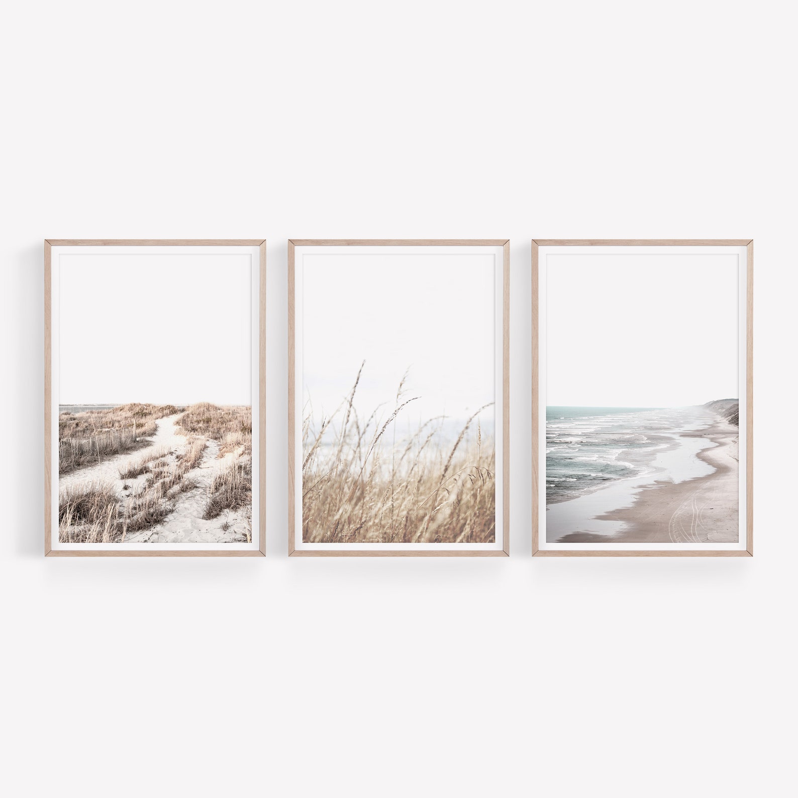 Set of 3 Coastal Prints Coast Wall Art Set Neutral Wall Etsy