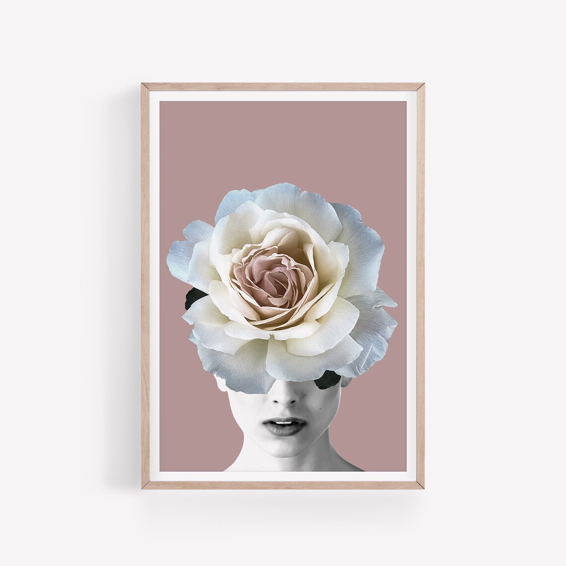 Flower Head Woman Print Collage Wall Art Floral Head Wall Etsy