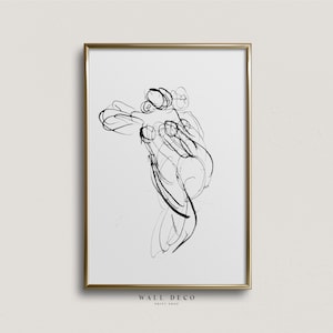 Vintage Minimalist Woman Drawing, Abstract Female Sketch, Figure Line Drawing Art, Modern Farmhouse Wall Art, Digital Printable Wall Decor