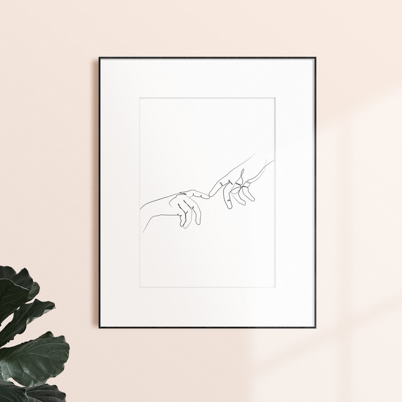 Hands Line Print, One Line Hands Drawing, Minimalist Art, Hands Sketch, Fine Line Wall Art, Digital Printable Wall Art, Instant Download, image 3