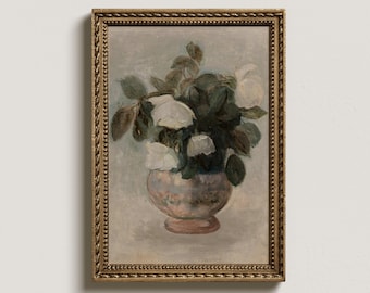 Vintage Rose Still Life Art Print: Antique Floral Painting (Digital Download)